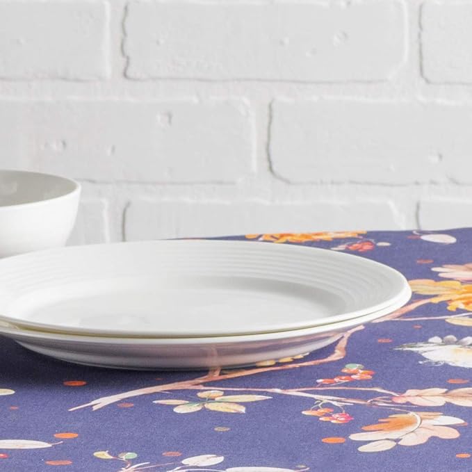 Maison d' Hermine Table Cloth Round Table 100% Cotton 63 Inches Fall Tablecloth Reusable Everyday Use for Thanksgiving Christmas Decorations Dining Farmhouse Party (Kelim - Infinity)