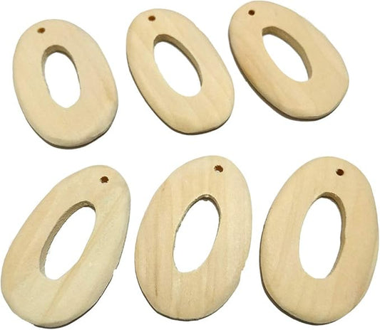 50pcs Unfinished Flat Round Wooden Earring Charm Pendants 55mm35mm Wood Circle Linking Rings for Woman Earring Jewelry DIY Craft Making