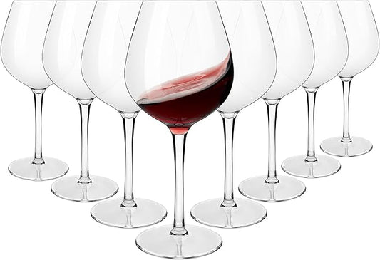 MICHLEY Unbreakable Red Wine Glasses 17 oz, Tritan Plastic Reusable Stemware for Indoor and Outdoor Use, Set of 8