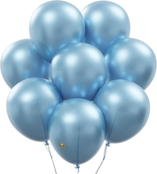 AFTERLOON® Biodegradable Balloons Pearlized Caribbean Blue 12 Inch 100 Pack, Pearlescent Thickened Extra Strong Latex Helium Float, for Baby Gender Reveal Garland Wedding Birthday Party Decorations