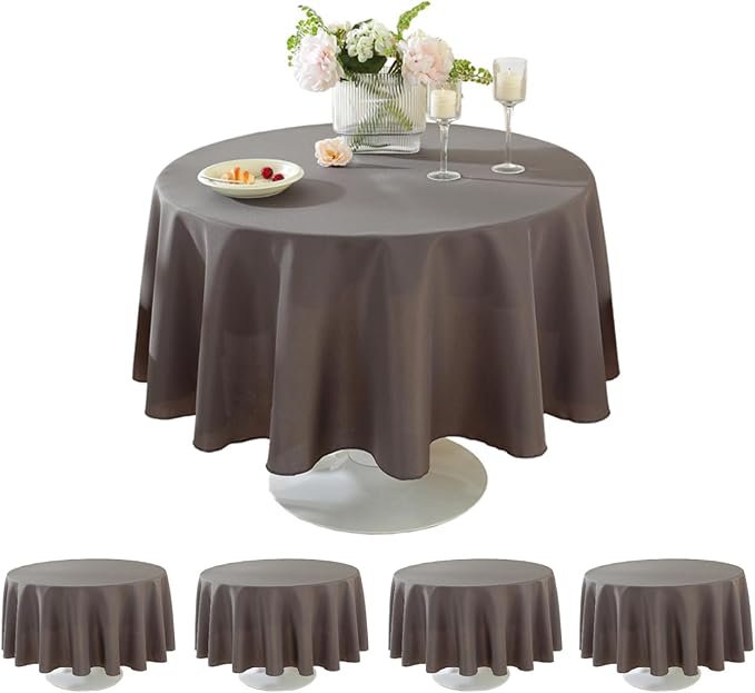 5 Pack Round Tablecloth 70 Inch Charcoal Tablecloth, Polyester Fabric Washable Table Cloth for Home, Party, Wedding or Restaurant Use.