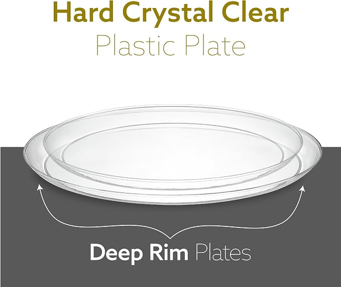 PLASTICPRO Clear Plastic with Party Plates Premium heavyweight Elegant Disposable Tableware Dishes (20, Clear)
