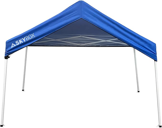 Caravan Canopy Skybox 3.2 Foot x 6.5 Foot Instant Multipurpose Height Adjustable Steel Frame Outdoor Sport Shelter Canopy with Carry Bag, Blue