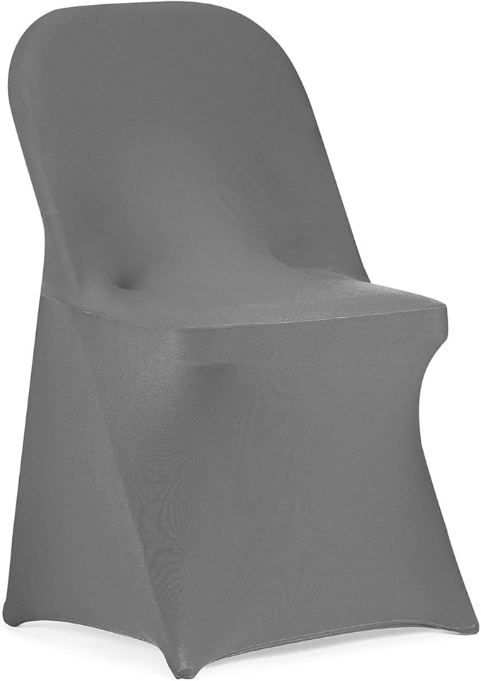 Peomeise Stretch Spandex Folding Chair Cover for Wedding Party Dining Banquet Event (Grey,25pcs)
