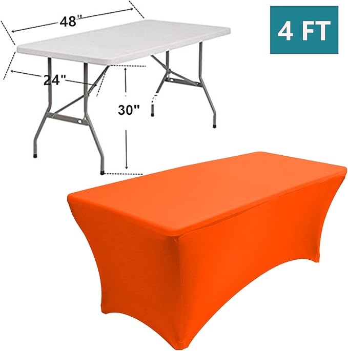 RELIANCER 1 Pack Stretch Spandex Table Covers for Rectangular Tables,4FT Elastic Fitted Tablecloth,Universal Rectangular Table Cloth Protector for Outdoor Party,Wedding,Bar,Birthday,Banquet,Events