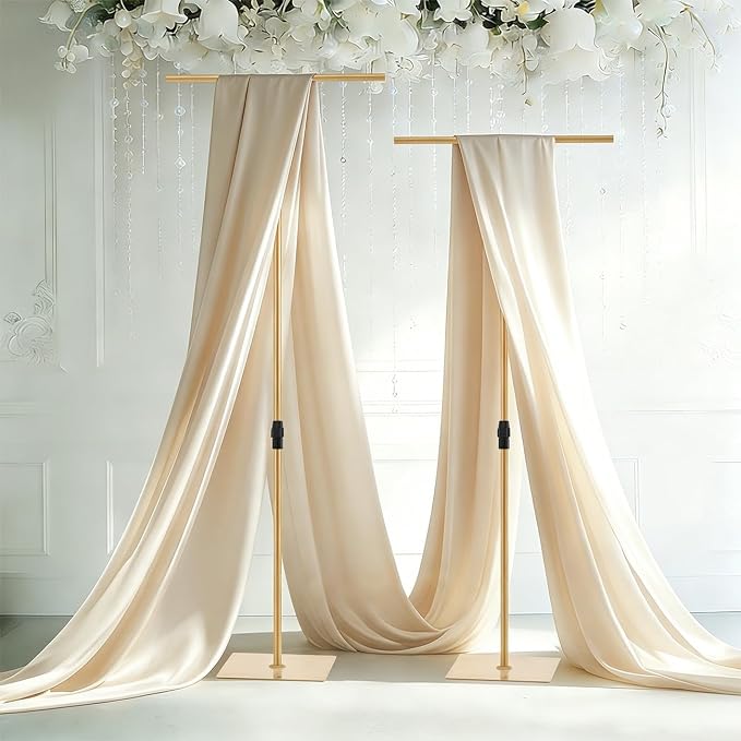 2pcs Heavy Duty Wedding Backdrop Stand for Party, Adjustable T-Shape Background Support 2.6-8FT for Wedding Arch, Birthday, Baby Shower, Events Decorations