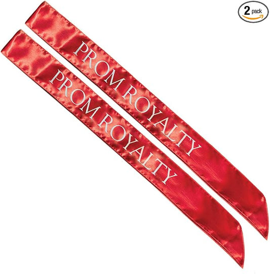 Anderson's Prom Sashes, Red/White Imprint, Pack of 2, Accessory for Prom Court, High School Dance, Party, Costume, Event
