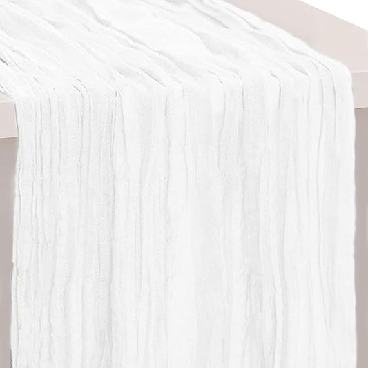 1 Pack White Cheesecloth Table Runner 35x120 Inch 10Ft Rustic Gauze Cheese Cloth Thanksgiving Table Runner Sheer Cheesecloth Table Runners for Wedding Party Bridal Shower Decoration