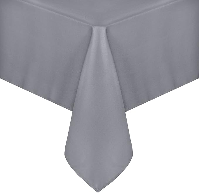 sancua Rectangle Tablecloth - 90 x 132 Inch - Water Resistant Spill Proof Washable Polyester Table Cloth, Decorative Fabric Table Cover for Dining Tables, Buffet Parties and Camping, Light Grey