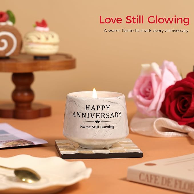 Happy Anniversary Candle – Aniversario Gifts for Couple,Women,Men 6oz Lavender Scented Candle,Anniversary Romantic Gifts for Him & Her