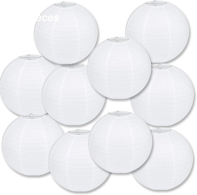 LURICO 10 Packs 12 Inch White Paper Lanterns Round Chinese/Japanese Hanging Ball Lantern Lamps for Birthday Wedding Christmas Parties, Home Decor and Weddings Decorations