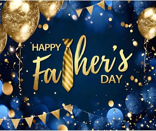 DASHAN 10x8ft Fathers Day Backdrop Happy Father's Day Party Decorations Banner Blue Gold Father Backdrop for Photography Family Festival Background Photo Booth Props