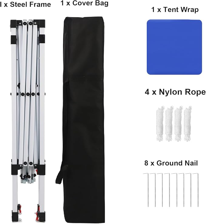 Northroad 8X8 FT Pop Up Canopy, Outdoor Instant Canopy Tent w/Carrying Bag, Portable Gazebo Shelter for Wedding Party,Commercial Event,Patio,Garden,Beach -Blue