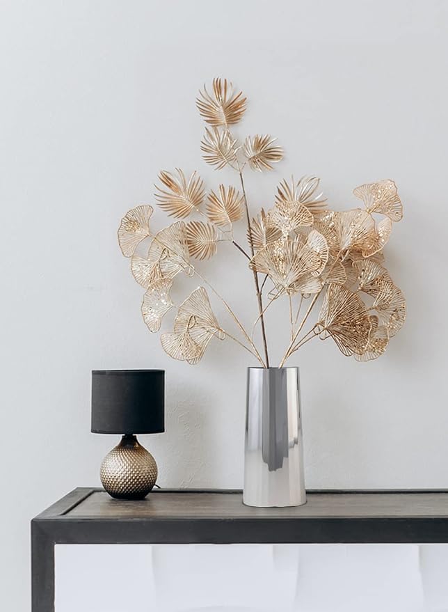 Serene Spaces Living Large Silver Cylinder Metal Vase, Elegant Flower Vase for Wedding, Anniversary, Home Decor, Table Centerpiece for Coffee Table, Dining Table, Countertop, 4.25" Dia & 9" Tall