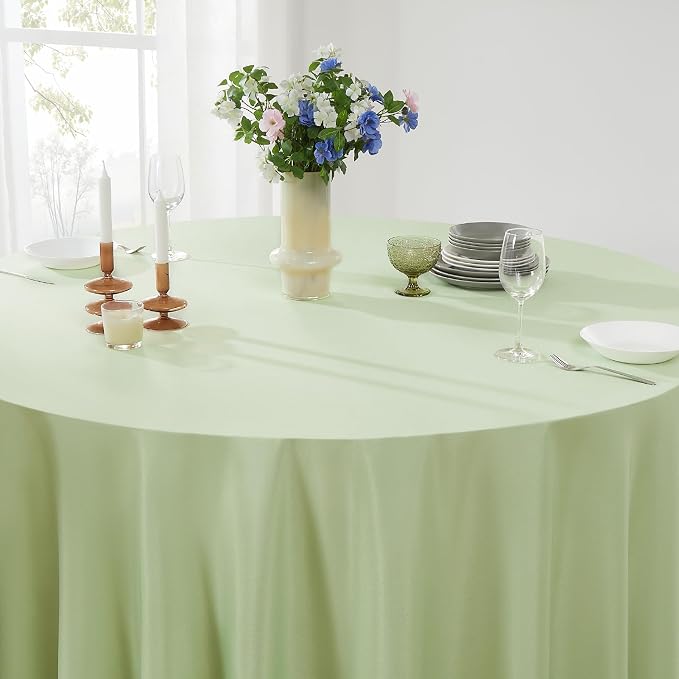 Round Tablecloth 120 Inch 6 Pack Sage Green Tablecloths Washable Decorative Linen Polyester Table Clothes Cover for Dining Table Banquets Buffet Parties and Wedding