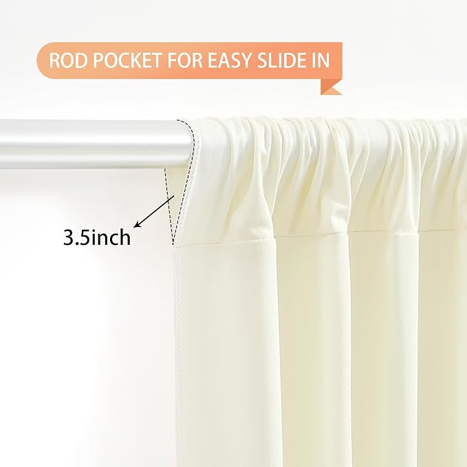 Ivory Backdrop Curtain 10 Panels-Wrinkle-Free Ivory Curtains Polyester Photography Drapes for Wedding Party Baby Shower Photo Background Decorations- 40 X10FT