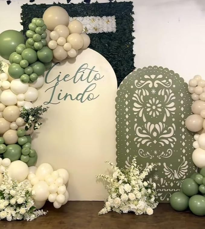 Set of 3 Arch Backdrop Cover Cielito Lindo Baby Shower Spandex Arch Fabric Cover for Mexican Bridal Wedding Birthday Party Decoration (4FT 5FT 6FT,Green)