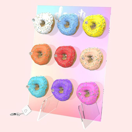 LUGUNU LED Light Acrylic Donut Wall Display Stand, Reusable Clear Donut Stands for Donut Party Decorations Shower Birthday Party(multiple colorful lighting multiple modes)