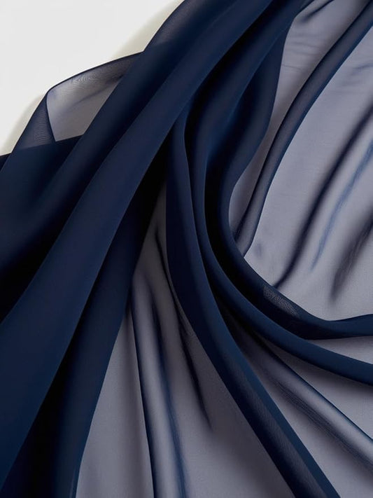 New Star Fabrics Chiffon Fabric, Continuous 60" Wide (30ft) Sheer Material, 100% Soft Polyester, Ideal for Wedding, Party, Event Decor, Draping, and Dresses (Navy, 10 Yards)
