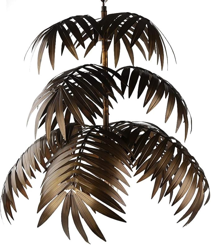 Newrays Vintage Adjustable Tropical Coconut Leaves Chandelier Unique Rustic Tree Lamps Living Room Dining Rooms Bedrooms Kitchen Hanging Lighting Fixtures