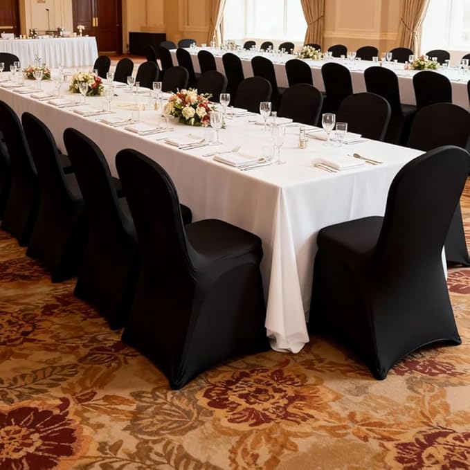50 Pcs Black Folding Chair Cover Washable Removable Universal Fitted Chair Cover Protector for Wedding Party Banquet Holidays Celebration Decoration Chair Covers