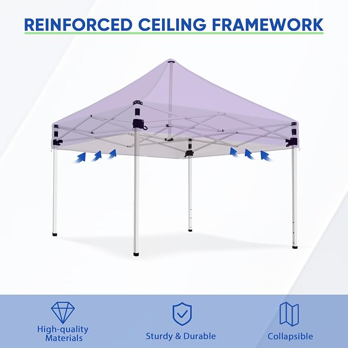 COOS BAY 5x5 Pop Up Canopy Tent with Side Walls, Easy Setup Portable Sun Shelter with Carry Bag, Outdoor Shade for Beach, Camping, Sports & Backyard, Purple