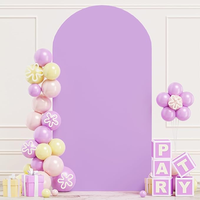 Lavender Wedding Arch Cover 3.3x6.6FT Spandex Arch Covers Stretchy Backdrop Double Sided Arch Backdrop Cover Chiara Backdrops Stand Cover Fabric for Birthday Party Banquet Decoration