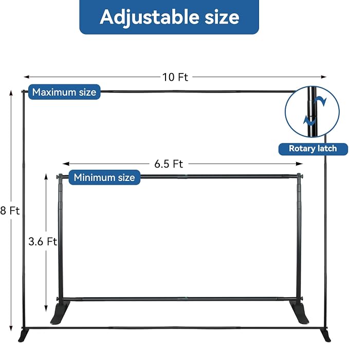 QKA10x8 FT(WxH) Heavy Duty Backdrop Banner Stand with Adjustable Telescopic Tube,Step and Repeat Stand for Parties, Photo Booths, Exhibit Events (Carrying Bag Included)