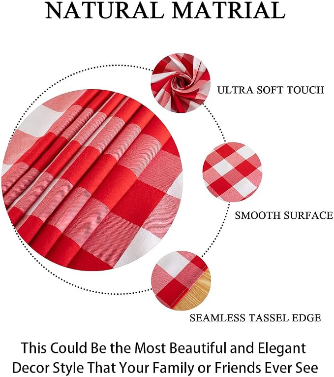 ShinyBeauty Checked Square Tablecloth 54x54-Inch Red and White Buffalo Plaid Washable Cotton Table Cover for Dining Room - Gingham Rustic Lattice Christmas Decor