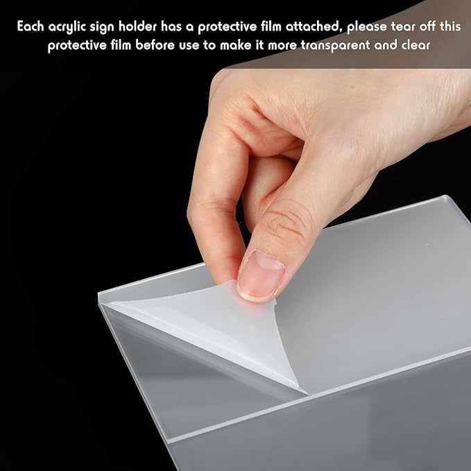 Vicenpal 200 Pcs 5 x 7 Inch Acrylic Sign Holder Acrylic Picture Frames Plastic Picture Flyer Holder l Shaped Photo Frames Self Standing Desktop Table Signs for Office, Store, Restaurant, Vertical