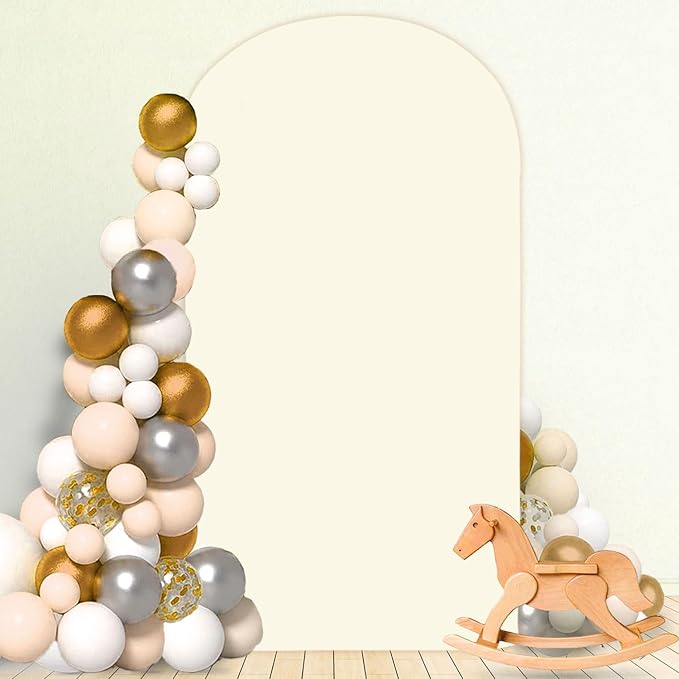 MODFUNS Ivory Arch Cover 2.6x6ft Spandex Arch Covers Stretchy Arched Stand Cover Romantic Fitted Arches Backdrop Covers Double Sided Arched Cover for Wedding Ceremony Party Event Decoration