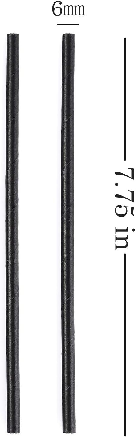 ALINK 100 Black Paper Straws, Biodegradable Disposable Drinking Straws Bulk for Halloween Party Supplies, Birthday, Wedding, Bridal/Baby Shower and Holiday Celebrations