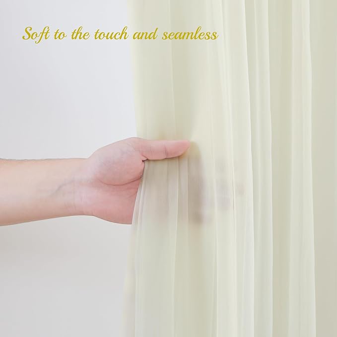 20x10ft Ivory Tulle Backdrop Curtain with Lights String for Parites, Sheer Backdrop Curtains for Wedding Baby Shower Birthday Party Photo Shoot Decorations