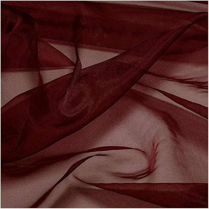 MDS Pack of 90 Yard Sheer Organza Fabric for Wedding Party Home Event Banquet Decorations, Backdrop Curtain Craft Dress Sewing Fashion DIY Crystal Organza Tulle Fabric Bolt 44” Wide - Burgundy