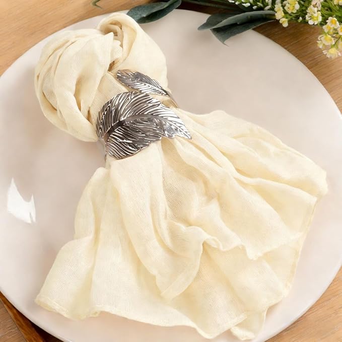 MLMC 40 Pack Cheesecloth Napkins Bulk Beige Reusable Napkins 21"x21" Cream Boho Dinner Cloth Napkins in Bulk for Bridal Shower Baby Shower Events Decor