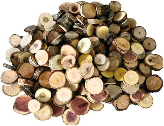 Unfinished Wood Slice Variety Pack, Extra Small Assorted Wood Slices 0.75 to 1.25 Inch Diameter, Natural Organic Vase Filler, Wedding or Home Decor, DIY Craft Projects