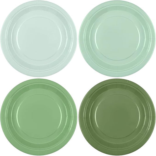 Breroa 72 Pieces Sage Green Paper Plates 7 Inch Disposable Dessert Plates Sage Green Birthday Decorations Heavy Duty Gradient Paper Plate Table Decor for Bridal Baby Shower Wedding Party Supplies