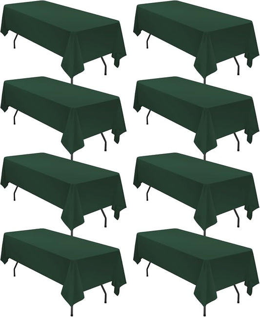 8 Pack Polyester Tablecloth 60 x 126 Inch Hunter Green Tablecloth for 8 Ft Rectangle Tables,Stain and Wrinkle Resistant Washable Fabric Table Covers Polyester Table Clothes for Wedding Parties Banque