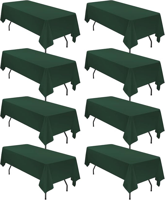 8 Pack Polyester Tablecloth 60 x 102 Inch Hunter Green Tablecloth for 6 Ft Rectangle Tables,Stain and Wrinkle Resistant Washable Fabric Table Covers Polyester Table Clothes for Wedding Parties Banque