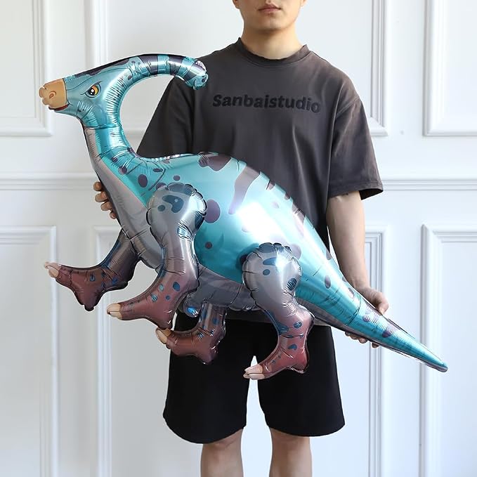 Dinosaur Balloon Set of 6 40inch 3D Jumo Mylar Gigantic Inflatable Walking Self Standing Foil Balloons for Garden Jungle Dinosaur Birthday Party Gift Photo Prop Supplies (Colorful)