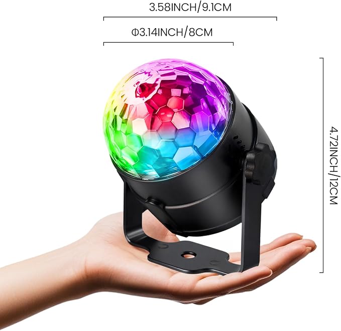NEQUARE Disco Ball DJ Party Lights Sound Activated with Remote Control Strobe Lamp 7 Modes Stage Light for Home Room Dance Parties Karaoke Halloween Christmas Birthday Decorations[2-Pack]
