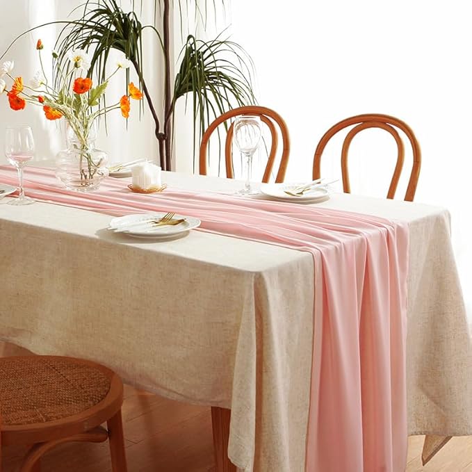 YYCRAFT Chiffon Fabric by The Yard 59" Wide 10 Yards, Peach