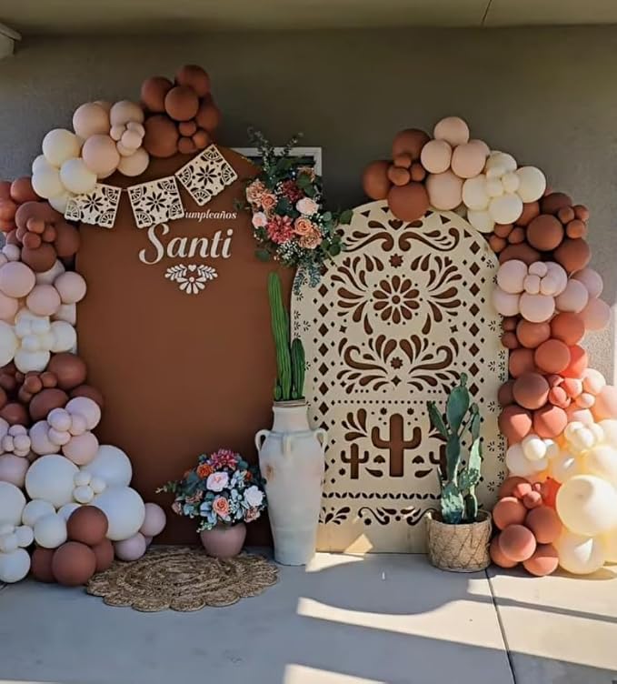 Set of 3 Arch Backdrop Cover Cielito Lindo Baby Shower Spandex Arch Fabric Cover for Mexican Bridal Wedding Birthday Party Decoration (6FT 6.6FT 7.2FT,Clay Brown)