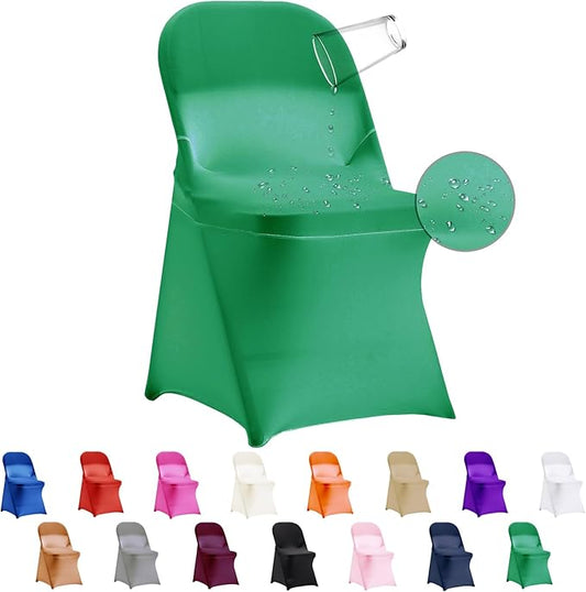 36 PCS Waterproof Stretch Spandex Folding Chair Covers, Dining Room Chair Slipcovers Protector for Wedding, Banquet, Party, Holidays, Celebration and Decoration（Emerald）