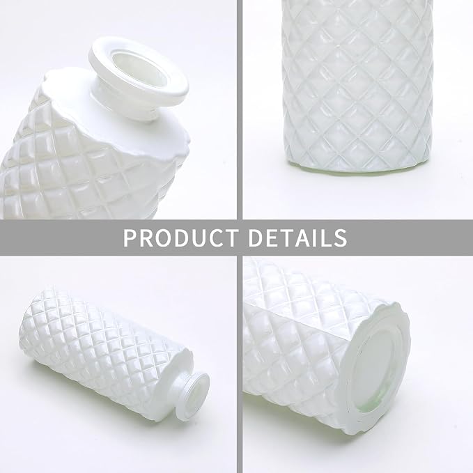 White Flower Vase Set, Glass Bud Vase in Bulk Set of 8,Artistic and Cultural Flavor Mini Vases for Home Office Decor, Bedroom, Office, Living Room Decorations,Wedding
