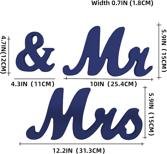 VIOPVERY Wedding Decorations Set - Large Blue Mr and Mrs Sign, Just Married Banner, Wooden Letters for Sweetheart Table, Photo Props for Anniversary