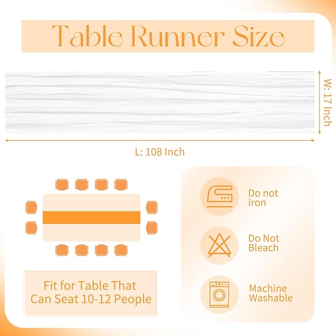 20 Pack Cheesecloth Table Runner - 17x108 Inch White Boho Gauze Cheese Cloth Table Runners for Baby Bridal Shower Decoration Wedding Party Summer Garden Farmhouse
