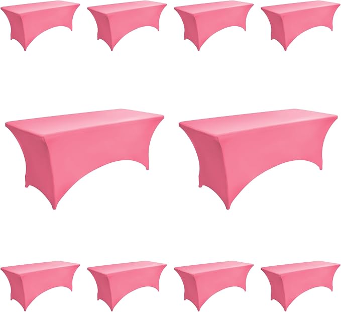 10-Pack 6ft Spandex Table Covers for Rectangle Standard Folding Tables - Wrinkle Resistant Stretch Tablecloths - Ultimate Fitted Table Protector for Parties, Banquet, Wedding
