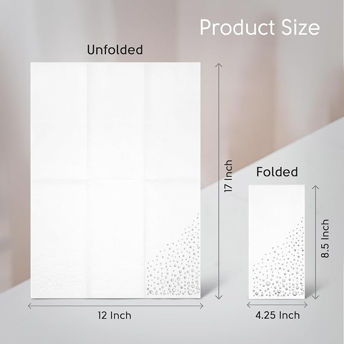 Stylish White and Silver Napkins for Party, 100 Linen Feel Disposable Dinner Napkins, 8.5x4.25" Silver Hand Towels for Bathroom, Cloth Like Linen Feel Guest Towels for Wedding, Reception or Event