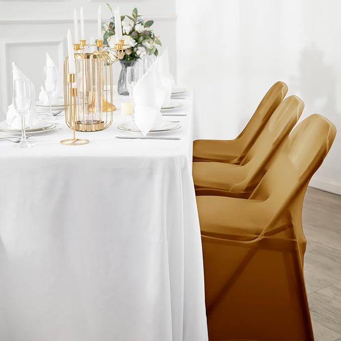 Spandex Chair Cover,25PCS,Living Room Folding Chair Covers,Removable Chair Covers Washable Protector Stretch Chair Cover for Party, Banquet,Wedding Event,Hotel(Gold)